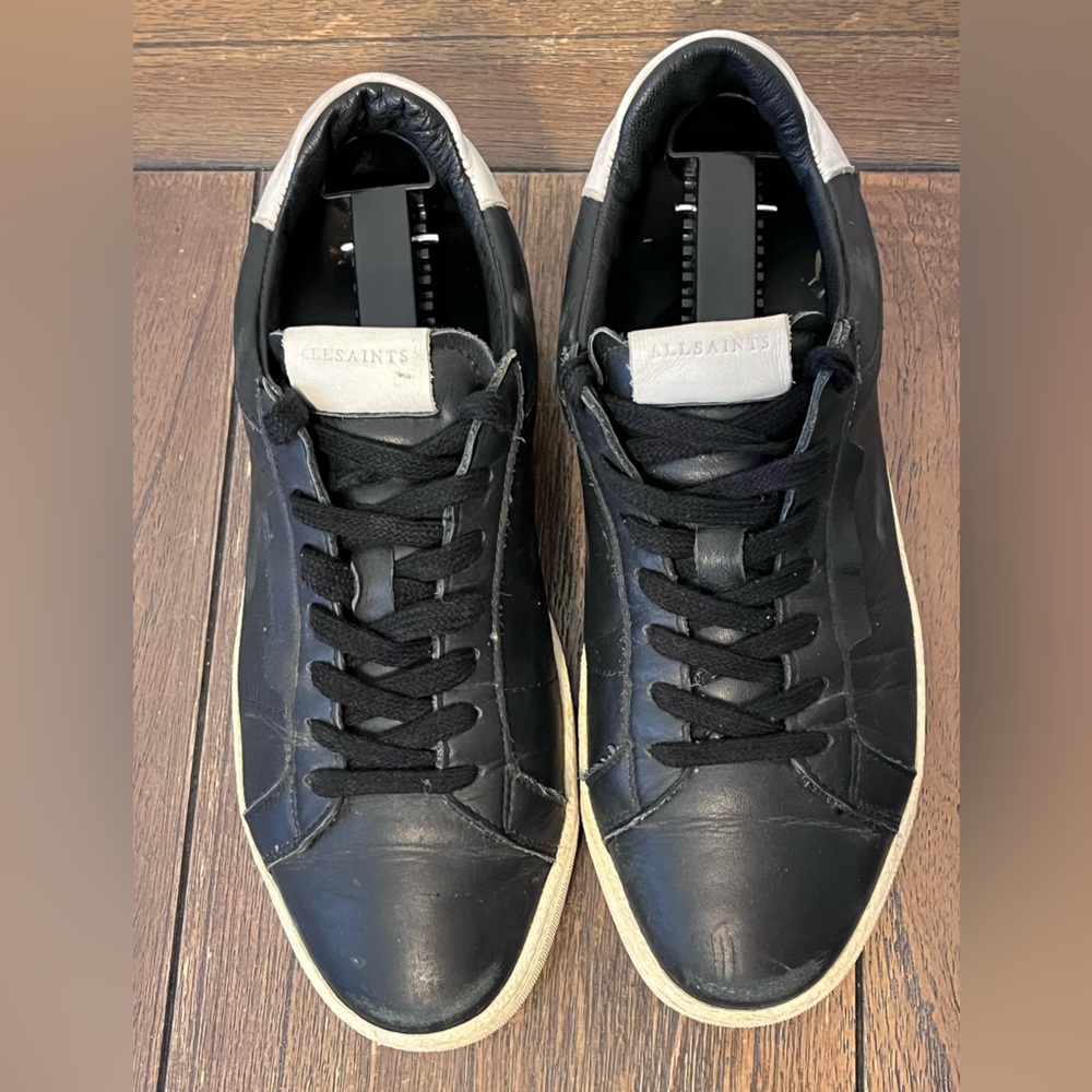 AllSaints Sheer Black Leather Distressed Sneakers Size 38 Women’s US size 8 - Picture 6 of 11